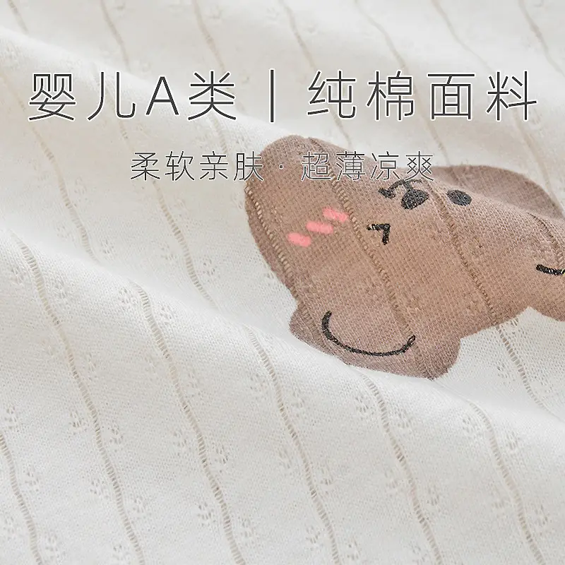 Baby's Cotton Flat Horn Coat Bear Pattern Short Sleeve — feature 5