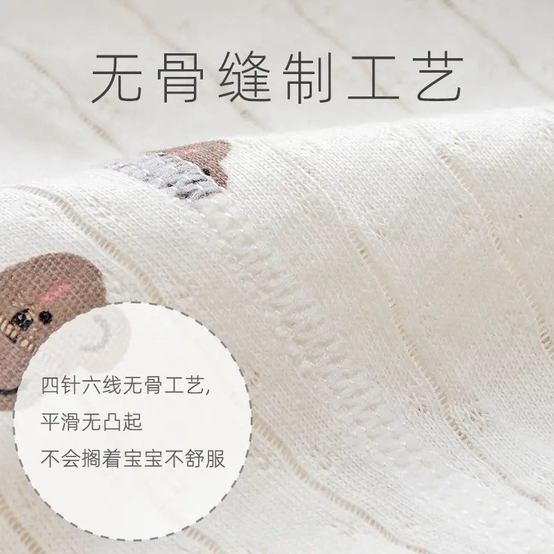Baby's Cotton Flat Horn Coat Bear Pattern Short Sleeve — feature 6
