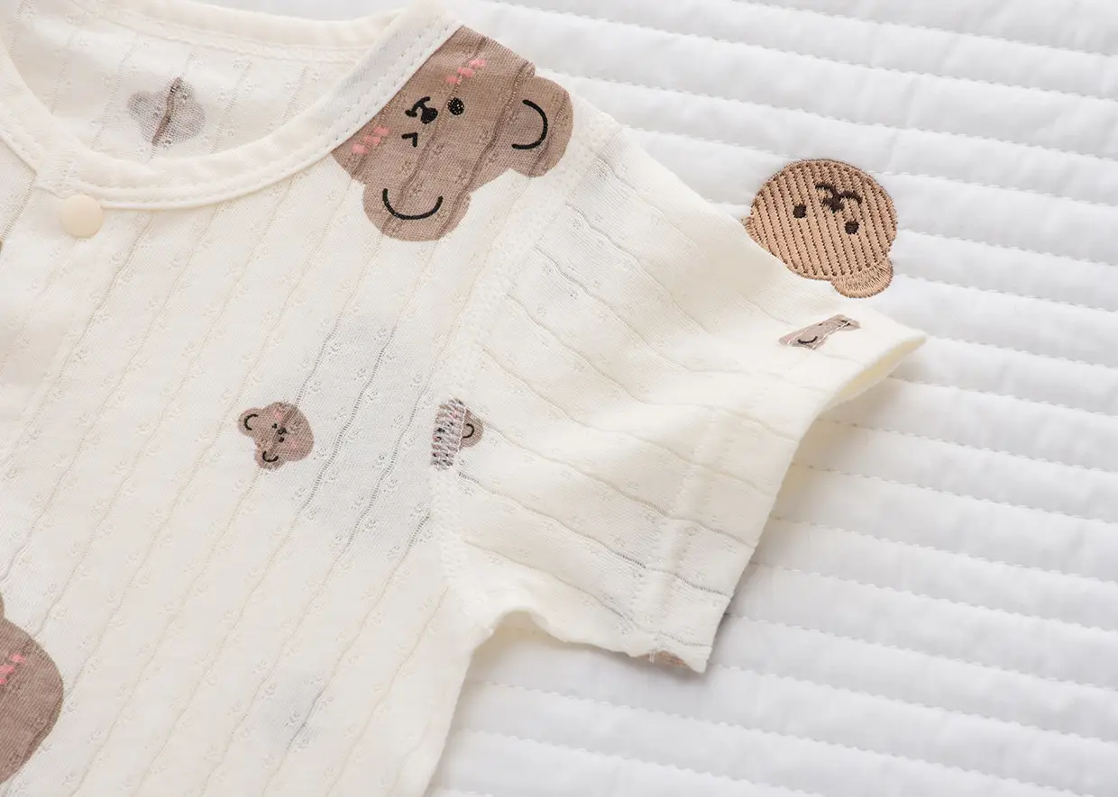 Baby's Cotton Flat Horn Coat Bear Pattern Short Sleeve — feature 9