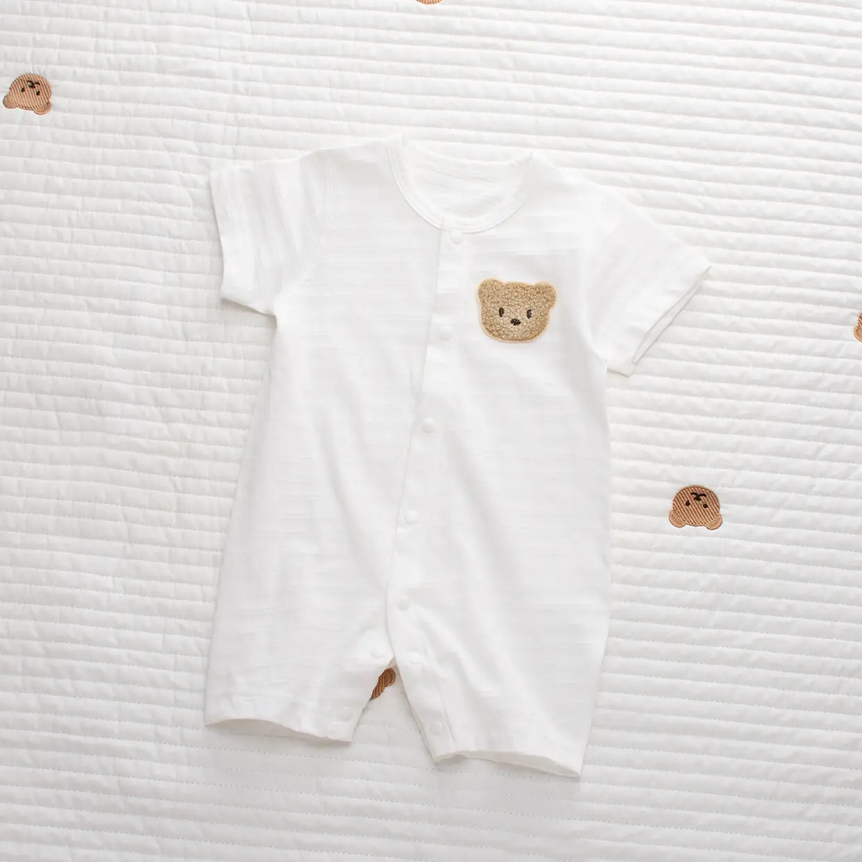 Baby's Cotton Flat Horn Coat Bear Pattern Short Sleeve - Image 4