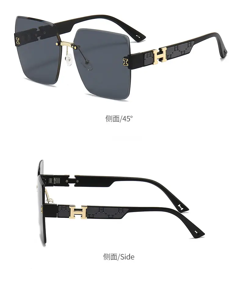 2023 TikTok Frameless Sunglasses European American Trendy Large Frame — feature 11