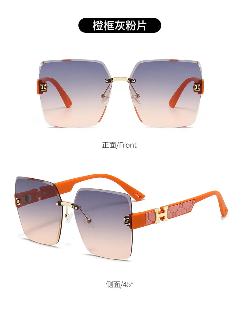 2023 TikTok Frameless Sunglasses European American Trendy Large Frame — feature 12