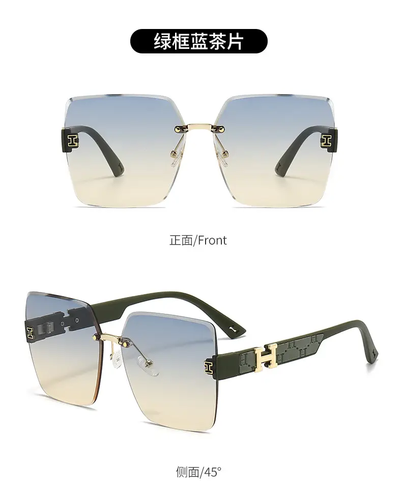 2023 TikTok Frameless Sunglasses European American Trendy Large Frame — feature 13