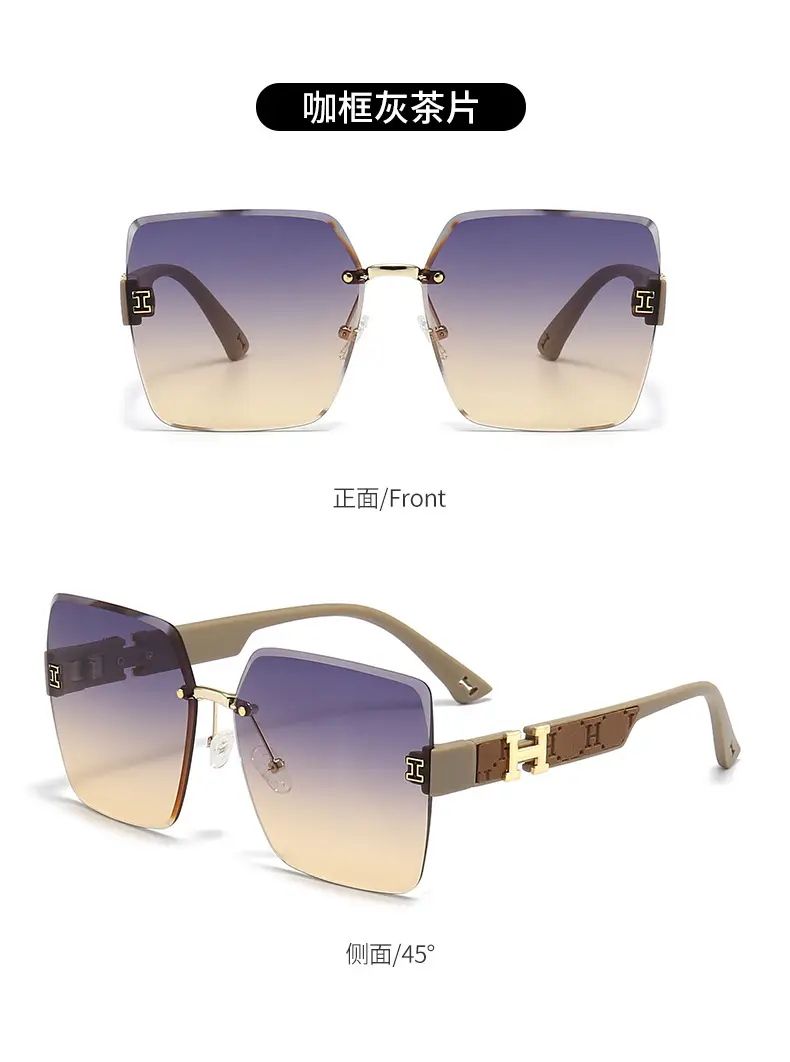 2023 TikTok Frameless Sunglasses European American Trendy Large Frame — feature 14