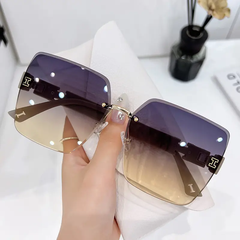 2023 TikTok Frameless Sunglasses European American Trendy Large Frame — feature 17