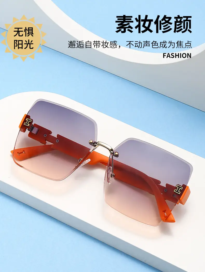 2023 TikTok Frameless Sunglasses European American Trendy Large Frame — feature 3