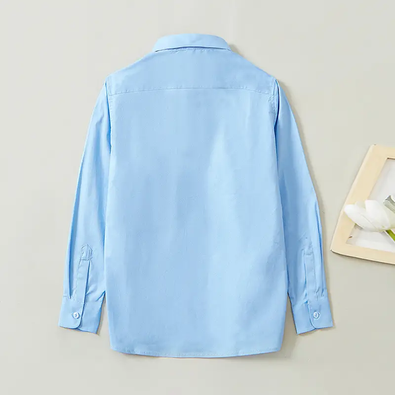 White Cotton Long-Sleeve Shirt for Boys Girls Primary School