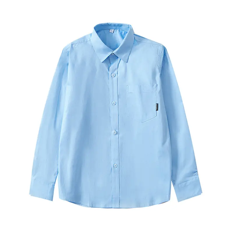 White Cotton Long-Sleeve Shirt for Boys Girls Primary School
