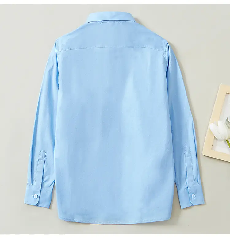 White Cotton Long-Sleeve Shirt for Boys Girls Primary School — feature 5