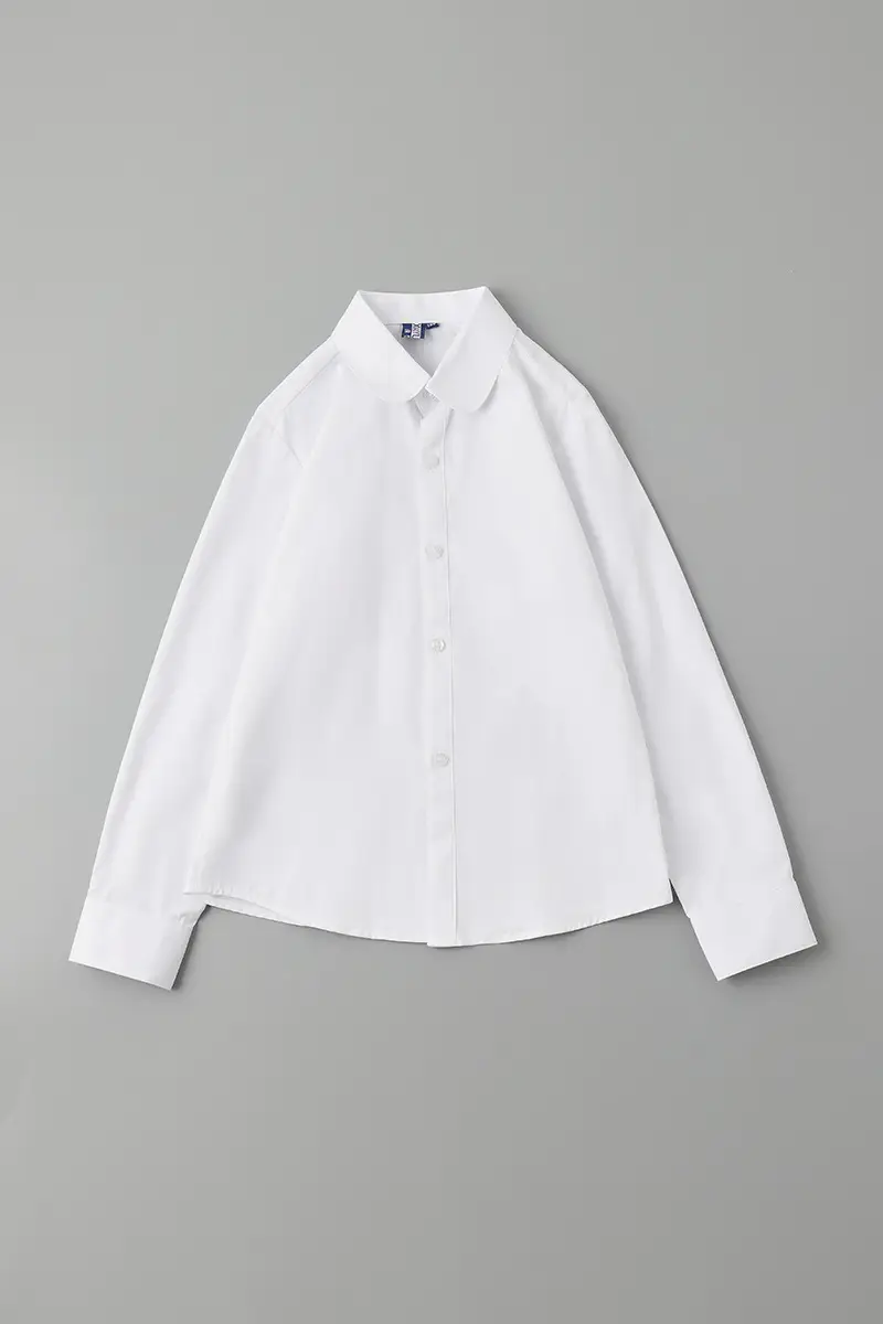 White Cotton Long-Sleeve Shirt for Boys Girls Primary School