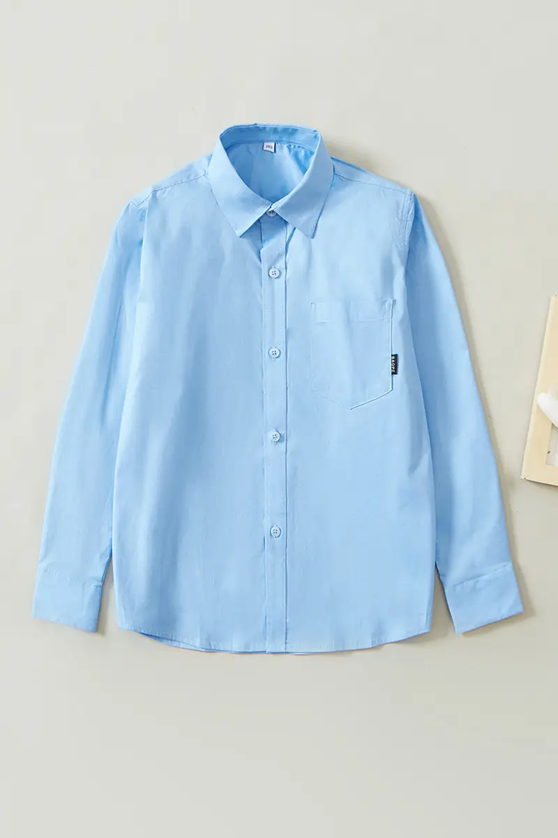White Cotton Long-Sleeve Shirt for Boys Girls Primary School