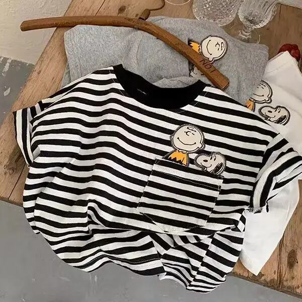 Japanese Style Striped Cotton T-Shirt for Boys Girls - Image 7