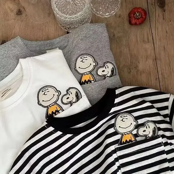 Japanese Style Striped Cotton T-Shirt for Boys Girls — feature 1