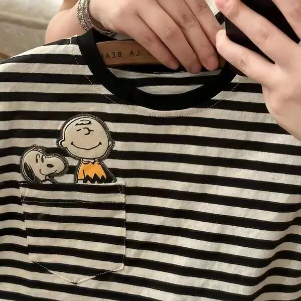 Japanese Style Striped Cotton T-Shirt for Boys Girls — feature 5