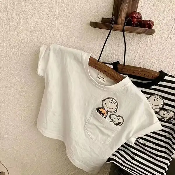 Japanese Style Striped Cotton T-Shirt for Boys Girls - Image 3