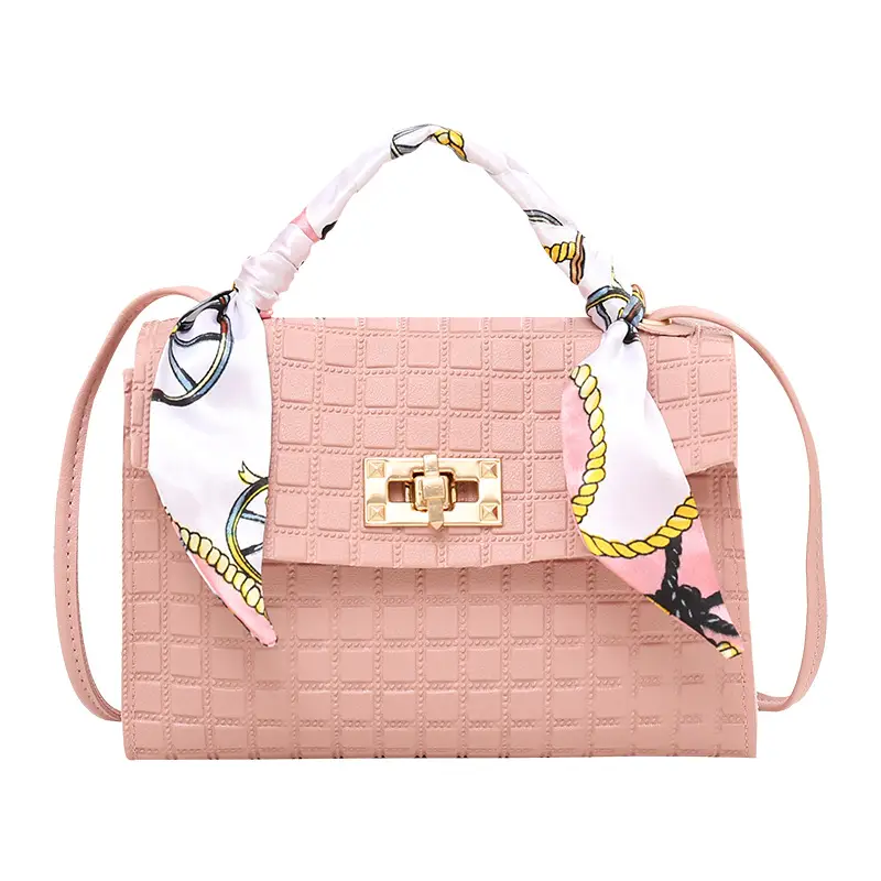Women's Embossed Crossbody Scarf Bag Pink Gold - Image 10