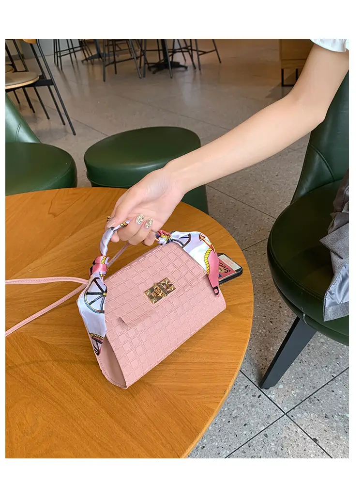 Women's Embossed Crossbody Scarf Bag Pink Gold — feature 11