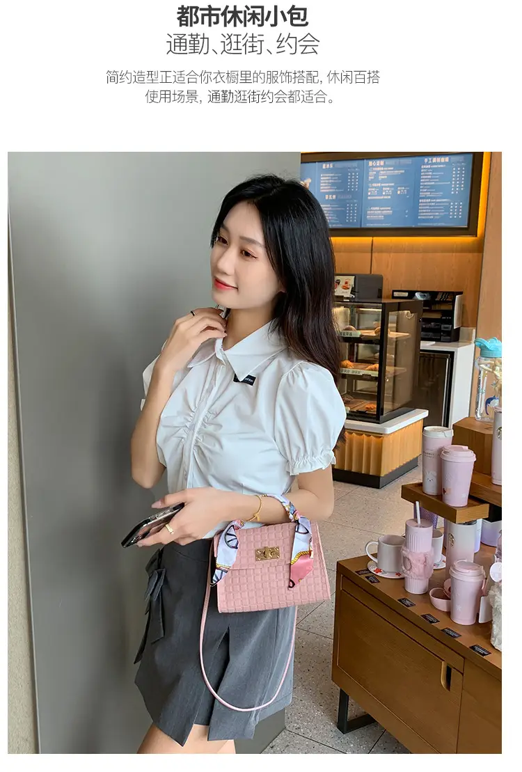 Women's Embossed Crossbody Scarf Bag Pink Gold — feature 12