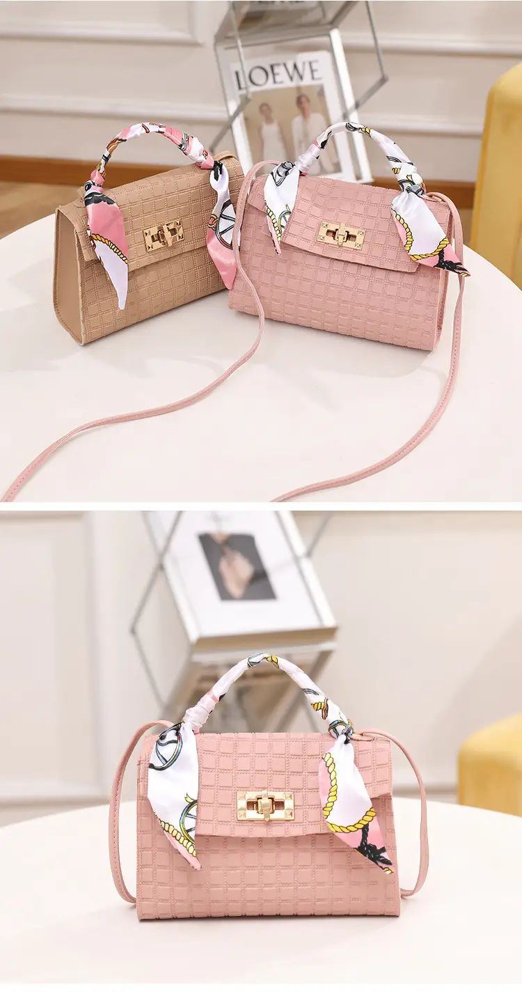 Women's Embossed Crossbody Scarf Bag Pink Gold — feature 18