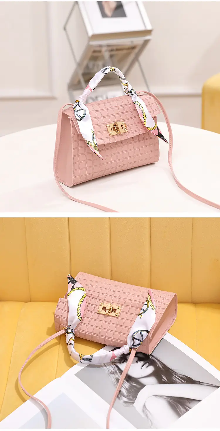 Women's Embossed Crossbody Scarf Bag Pink Gold — feature 19