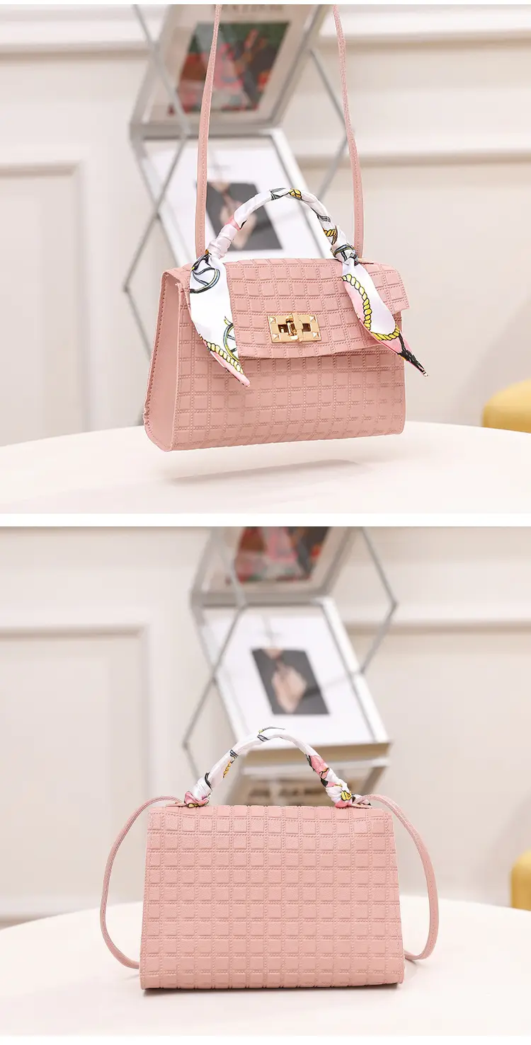 Women's Embossed Crossbody Scarf Bag Pink Gold — feature 20