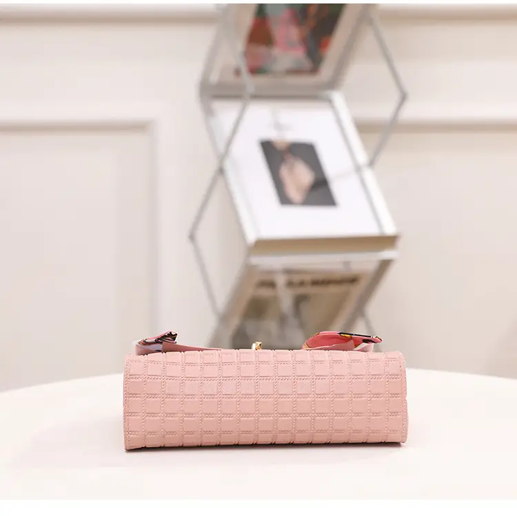 Women's Embossed Crossbody Scarf Bag Pink Gold — feature 21