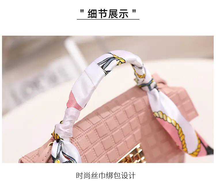 Women's Embossed Crossbody Scarf Bag Pink Gold — feature 6