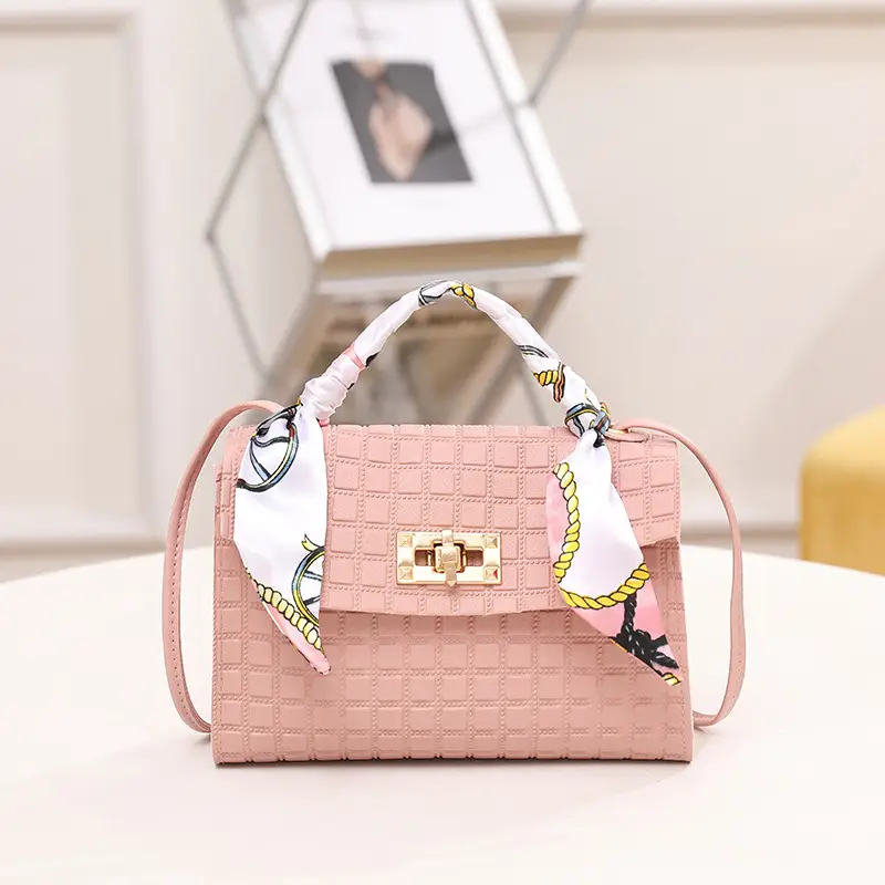 Women's Embossed Crossbody Scarf Bag Pink Gold - Image 3