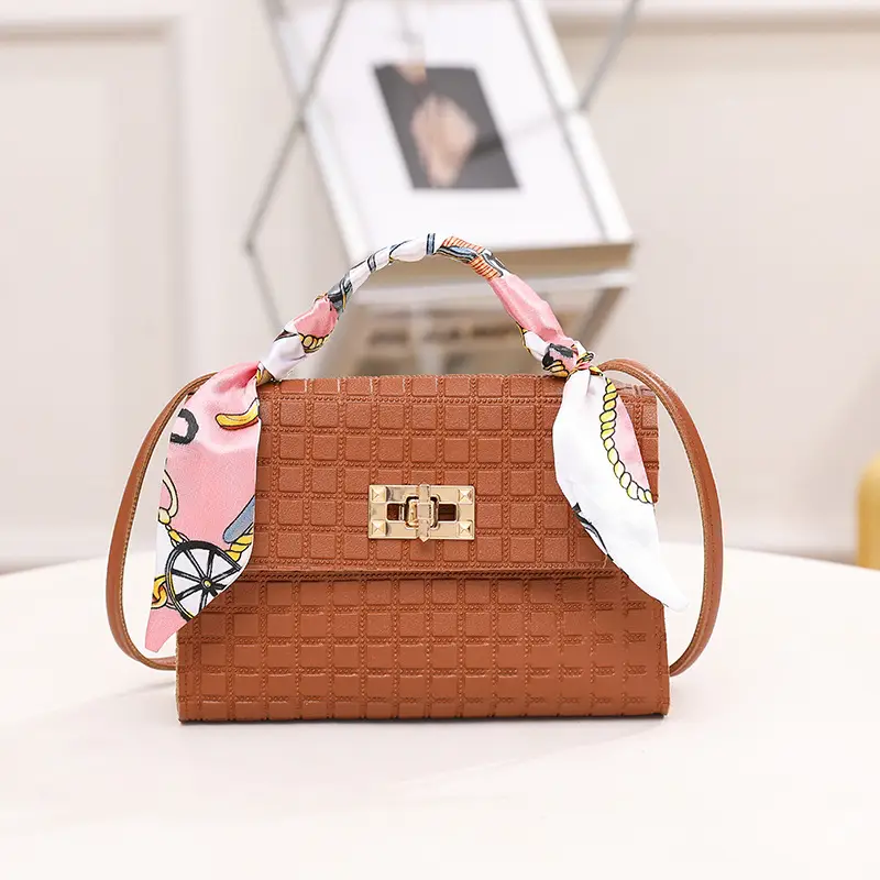 Women's Embossed Crossbody Scarf Bag Pink Gold - Image 4