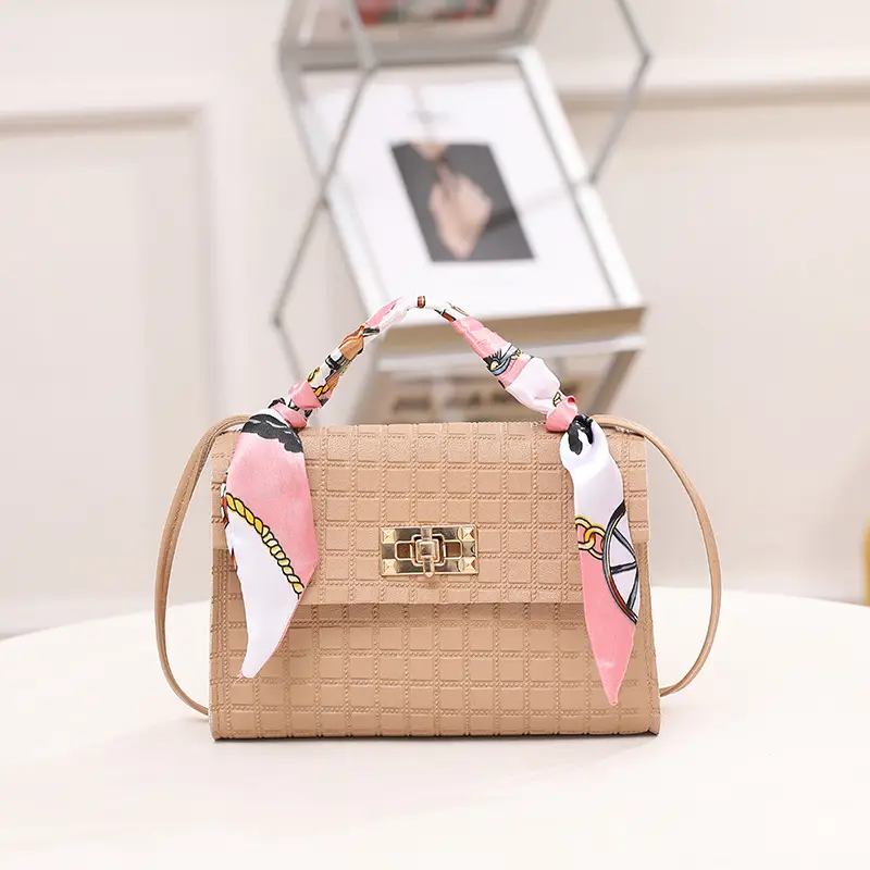 Women's Embossed Crossbody Scarf Bag Pink Gold - Image 5