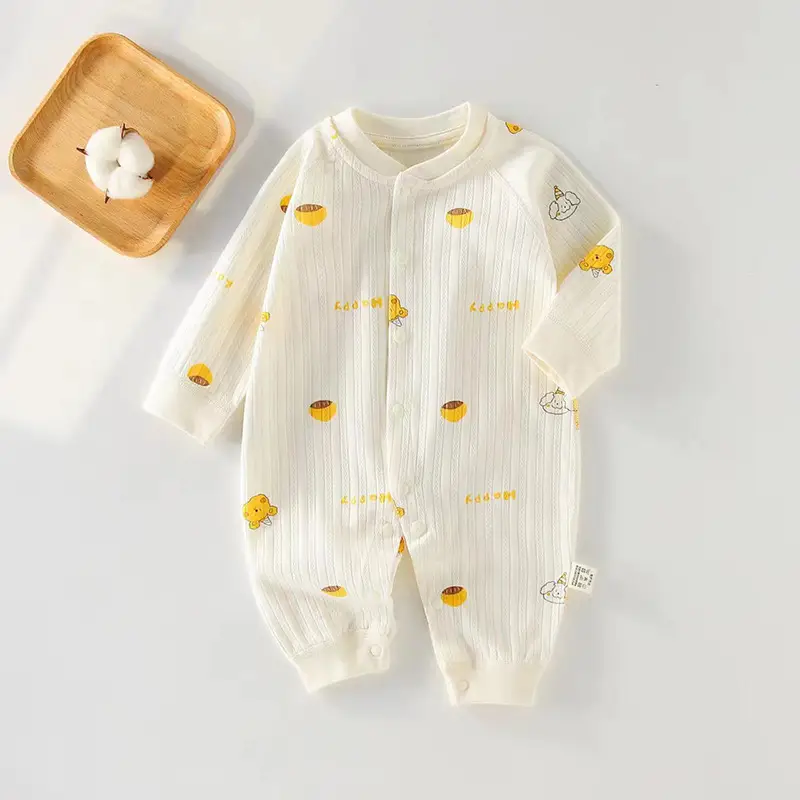 Baby Pure Cotton Spring Pajamas Cream - Image 4