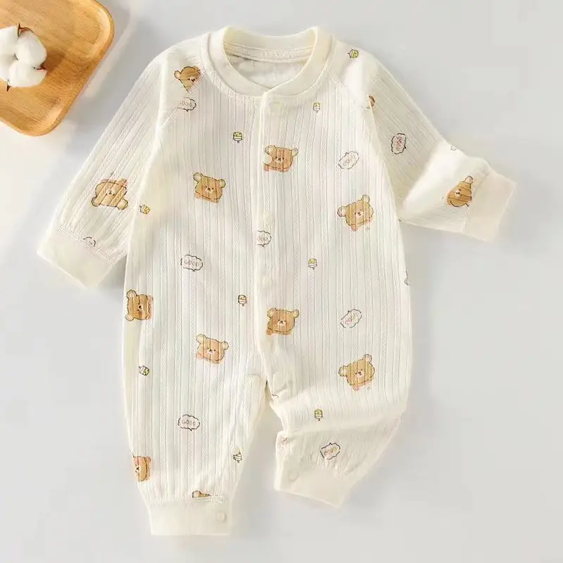 Baby Pure Cotton Spring Pajamas Cream - Image 5