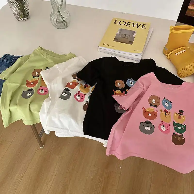 Pink Cartoon Print Girls T-Shirt Short Sleeve Summer 2024 - Image 4