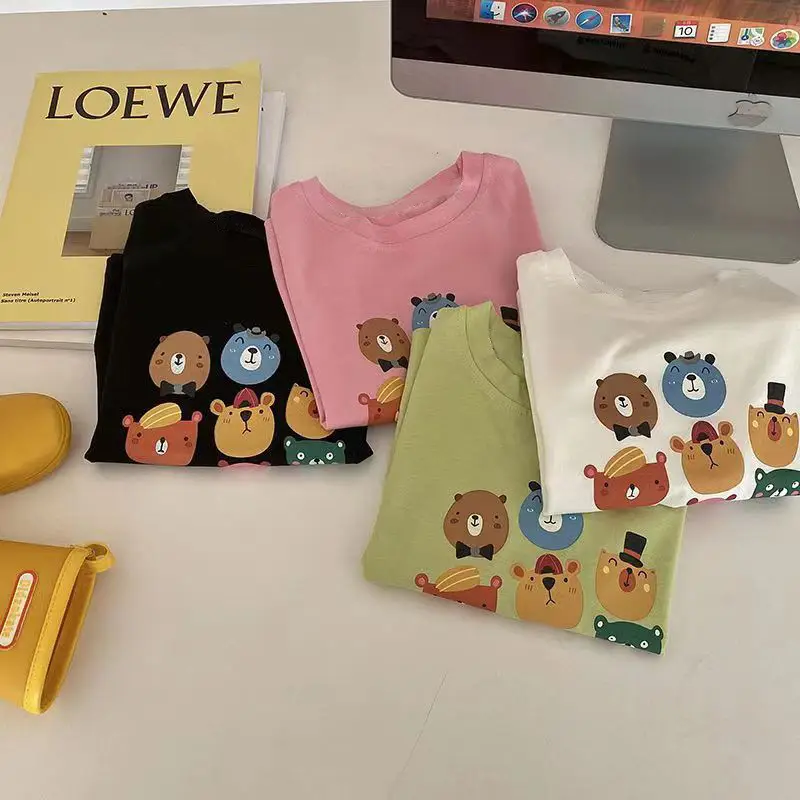 Pink Cartoon Print Girls T-Shirt Short Sleeve Summer 2024 - Image 5