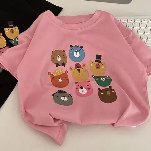 Pink Cartoon Print Girls T-Shirt Short Sleeve Summer 2024 - Image 8