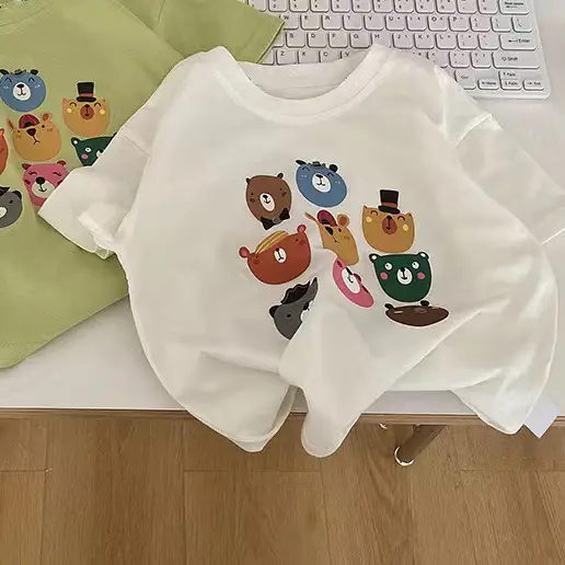 Pink Cartoon Print Girls T-Shirt Short Sleeve Summer 2024 — feature 9