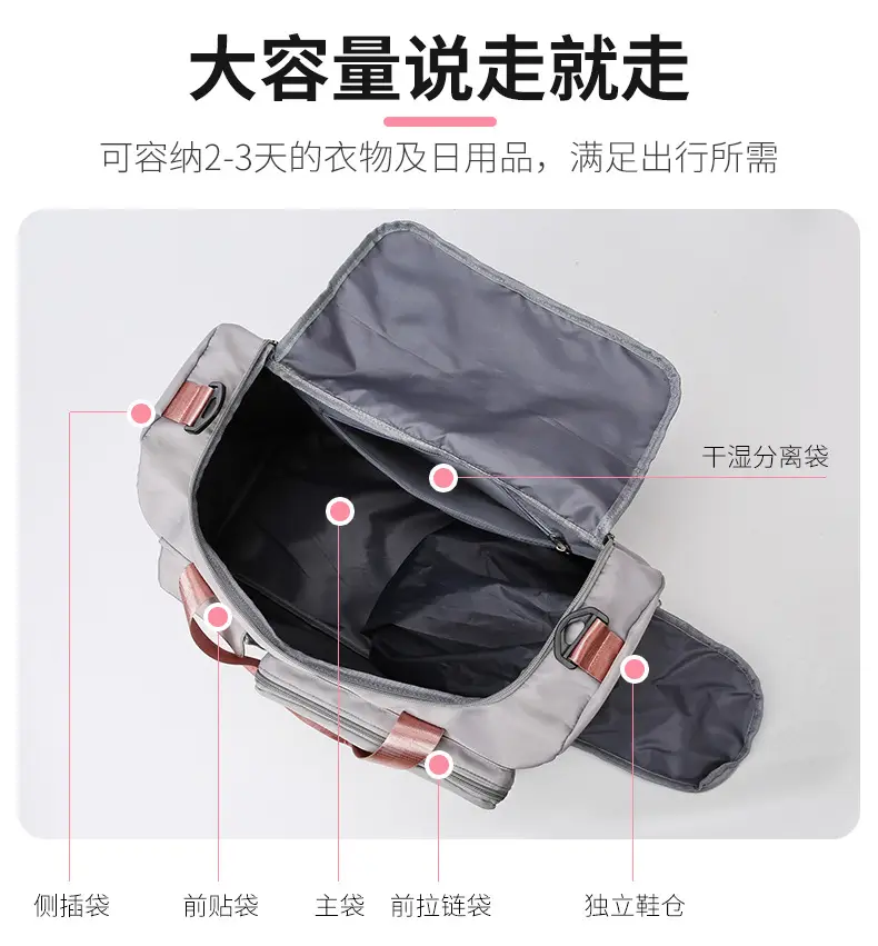 Maroon Multi-Functional Gym Travel Bag with Shoe Compartment — feature 12