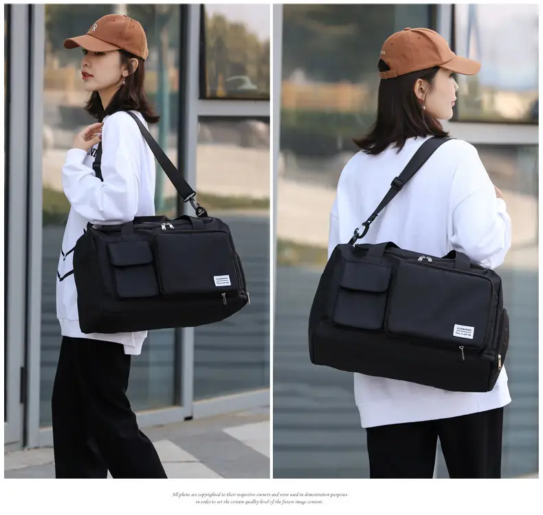 Maroon Multi-Functional Gym Travel Bag with Shoe Compartment — feature 37