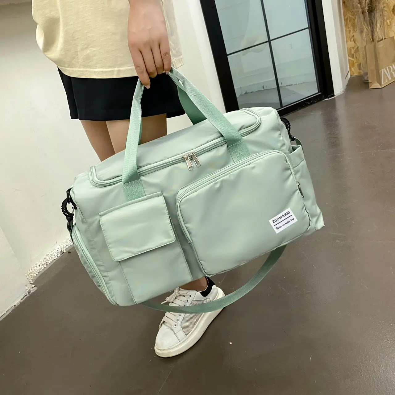 Maroon Multi-Functional Gym Travel Bag with Shoe Compartment - Image 7