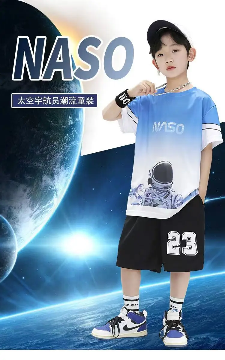 Boys Orange Gradient T-Shirt Shorts Set Summer 2025 — feature 1