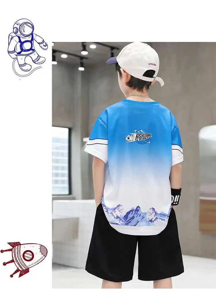 Boys Orange Gradient T-Shirt Shorts Set Summer 2025 — feature 10