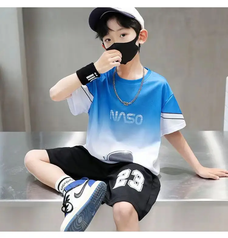 Boys Orange Gradient T-Shirt Shorts Set Summer 2025 — feature 11