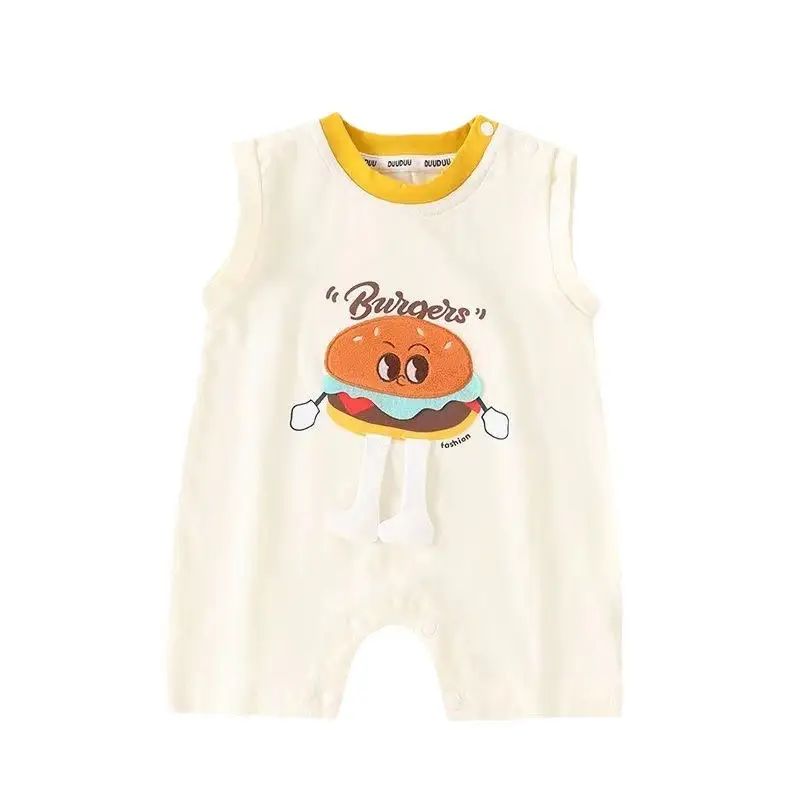 Baby Cotton Jumpsuit Cream Newborn Climbing Suit - Image 6