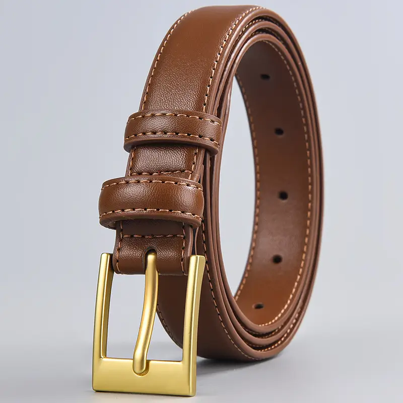 Women's Black Leather Belt with Gold Buckle β feature 12