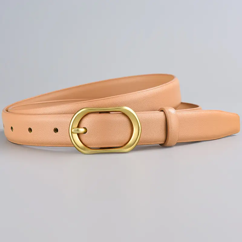 Women's Black Genuine Leather Belt with Gold Buckle β feature 10