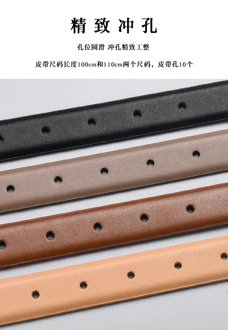 Women's Black Genuine Leather Belt with Gold Buckle β feature 4