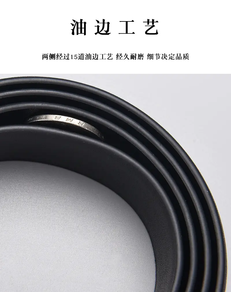 Women's Black Genuine Leather Belt with Gold Buckle β feature 5