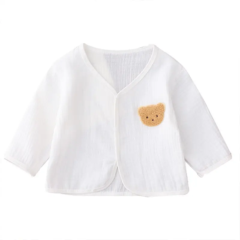 Baby White Bear Cutout Gauze Cardigan Set - Image 7