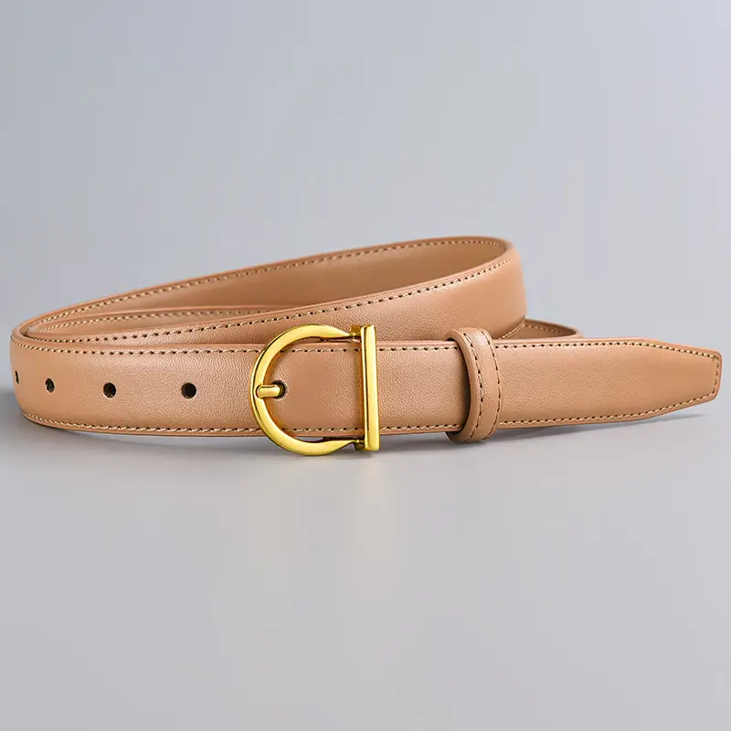 Black Leather Belt with Gold Buckle for Women - Image 8