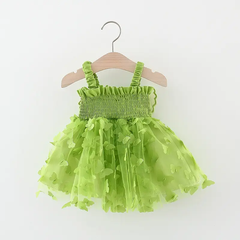 Green Butterfly Baby Dress for Girls 2023 Summer